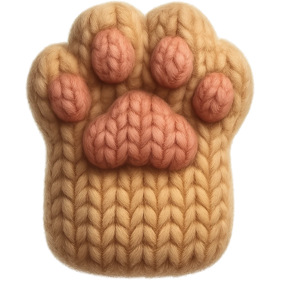 cat paw, yarn texture, cozy look emoji