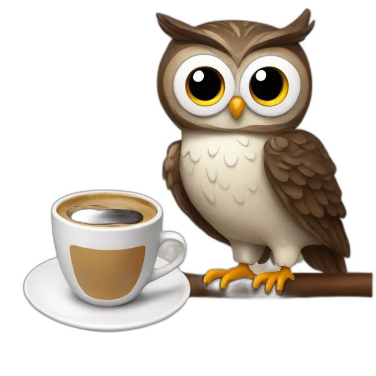 Owl and coffee emoji