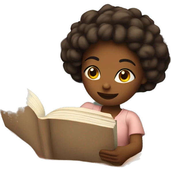 girl in bed reading a book and drinking tea emoji