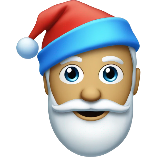 Winter blue laptop with blue Santa hat emoji