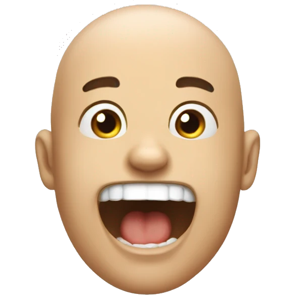 Really positive canthal tilt, mouth open, drooling, kinda special, bald emoji