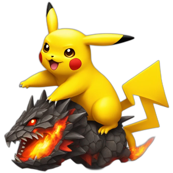 Pikachu sur un dracaufeu emoji