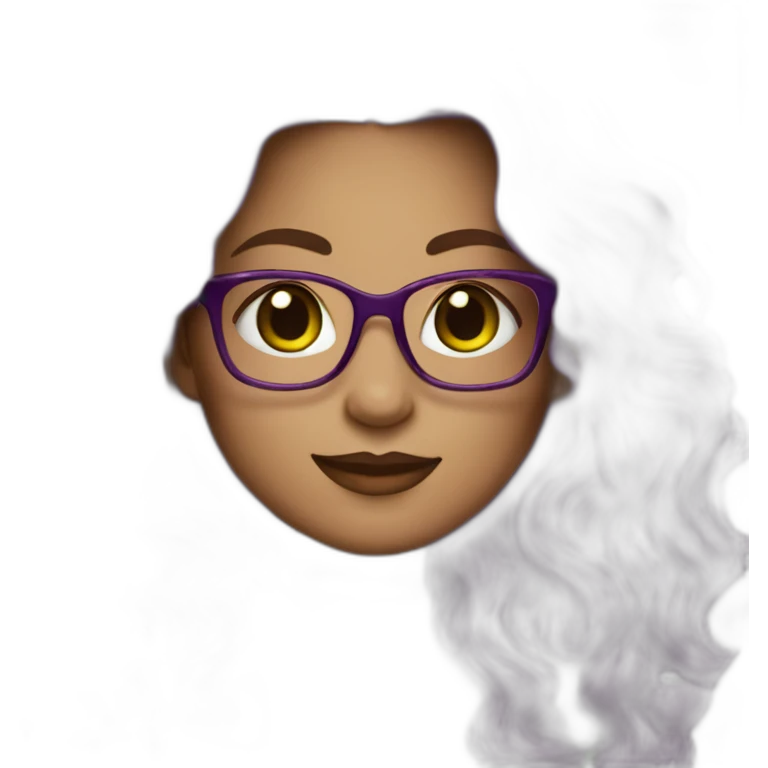 curvy-woman-purple-long-wavy-hair-green-eyes-square-glasses-white emoji