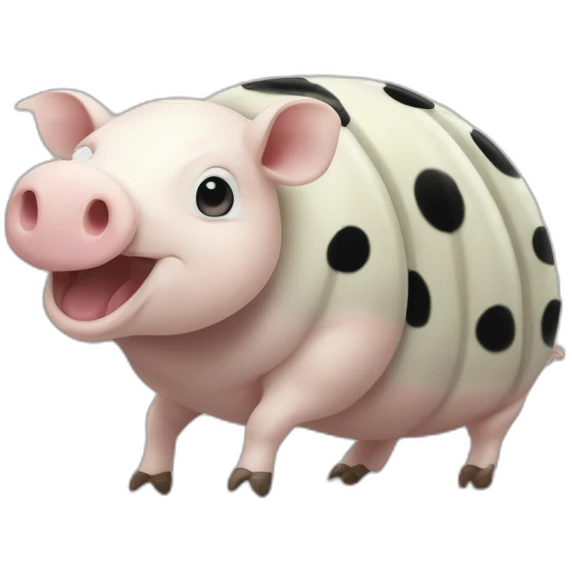 White pig armadillo cow centipede insect with black spots emoji
