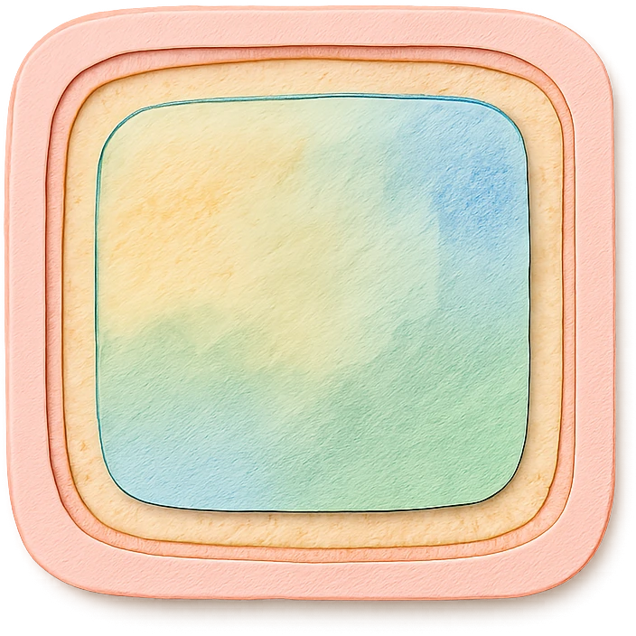 soft pastel hand-sketched outline frame with watercolor background emoji
