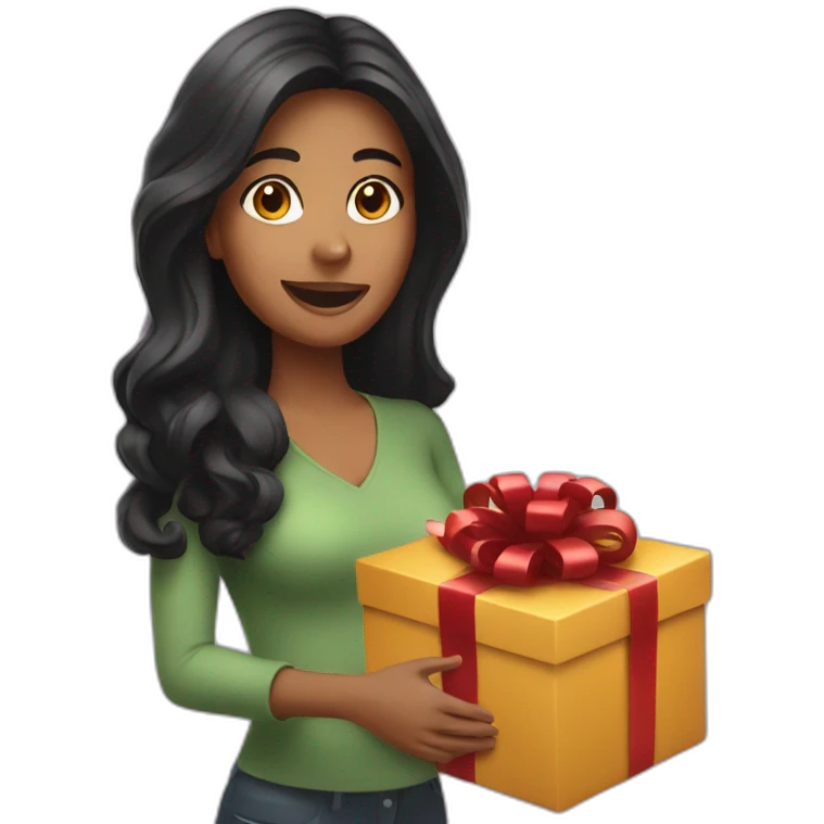 latin woman opening gift emoji