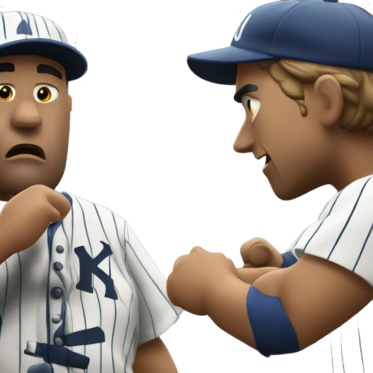 Baseball executive angrily negotiating with a Latino player in pinstripes emoji