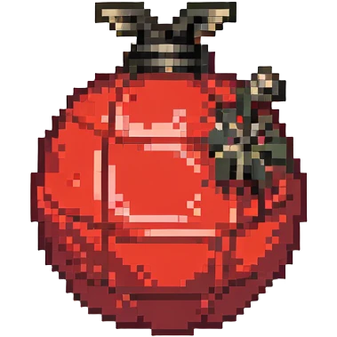 red orb with bomb silhouette, 32x32 pixel art game power-up emoji