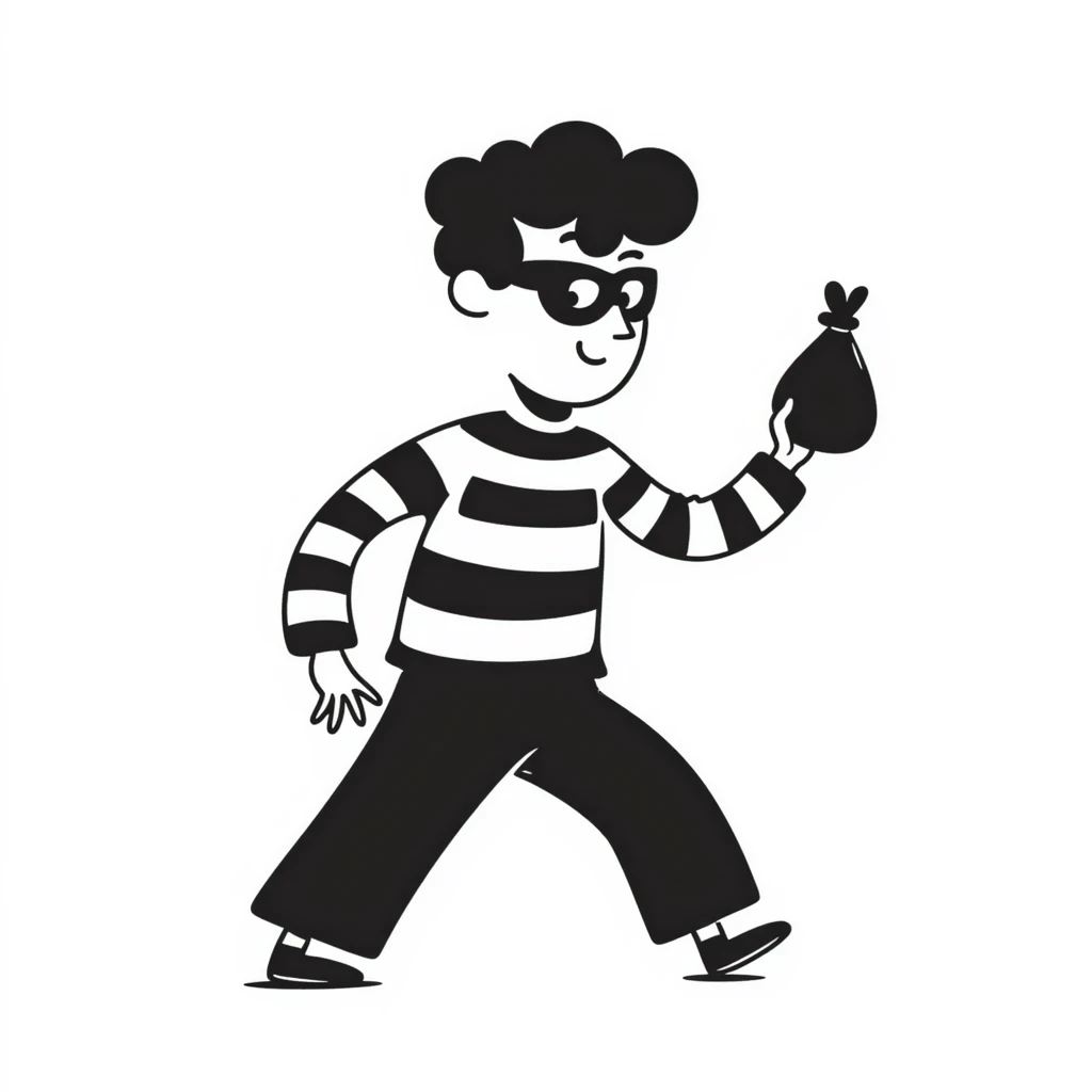 hand drawn doodle of a robber wearing a mask emoji
