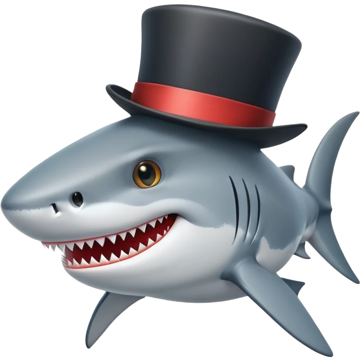 Shark with a top hat emoji
