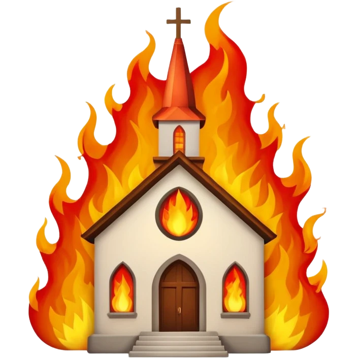 A church which is one fire ans its glowing emoji