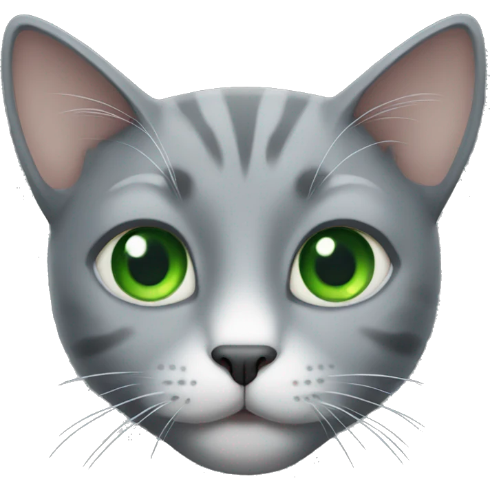 grey cat with green eyes emoji