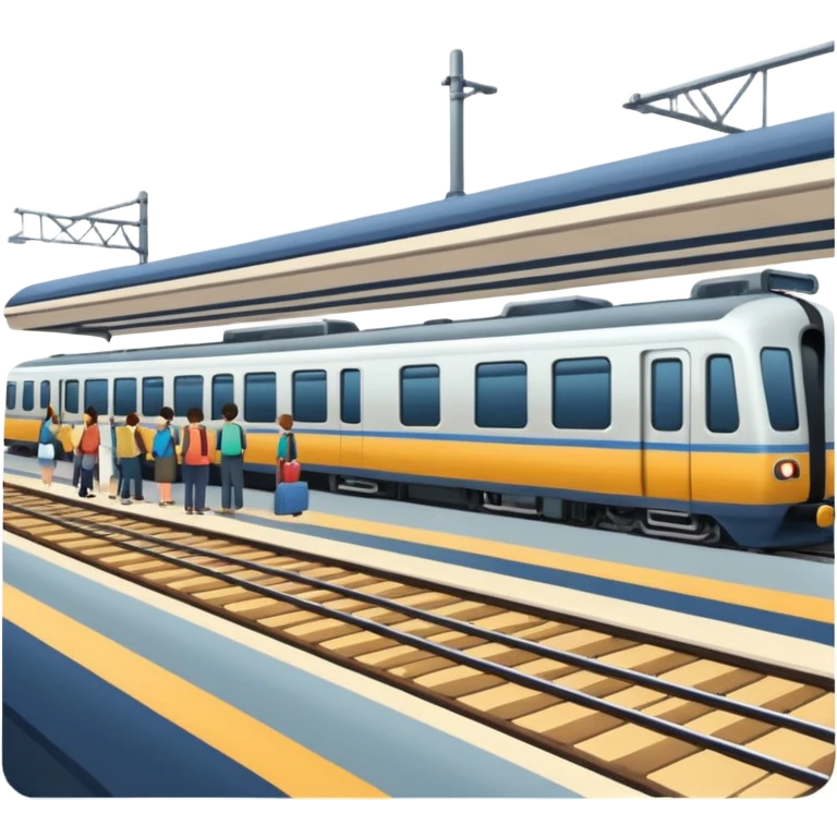 train station scene with train arriving at platform emoji