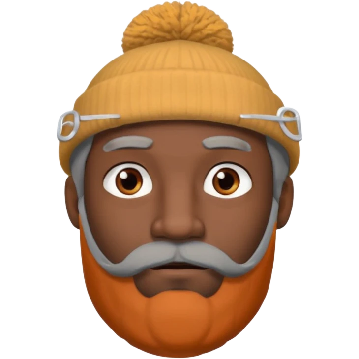 A dark-skinned man with a gray beanie, brown eyes, and a gray beard, wearing a calm expression. emoji
