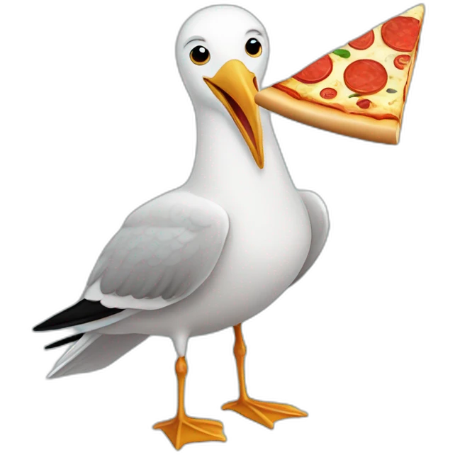 seagull with pizza slice emoji