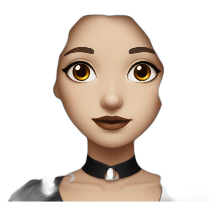 white hair girl with black gothic dress brown eyes with freckles emoji