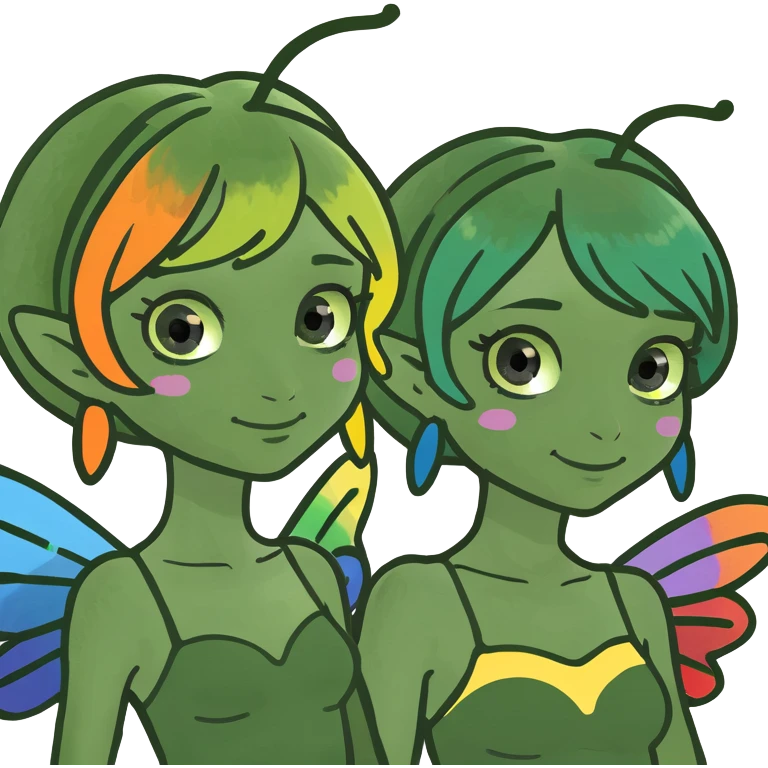 Two Fairy Sisters with Rainbow Wings emoji
