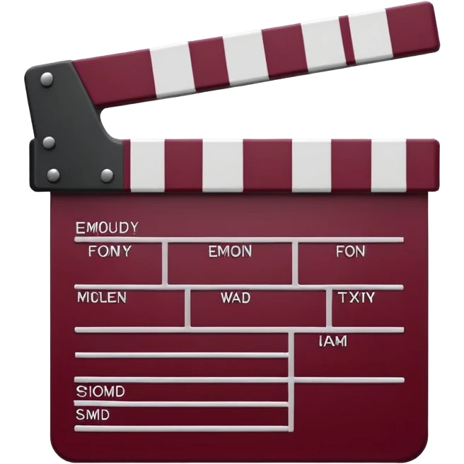 movie clapper board with burgundy accent, emoji style, simple design emoji