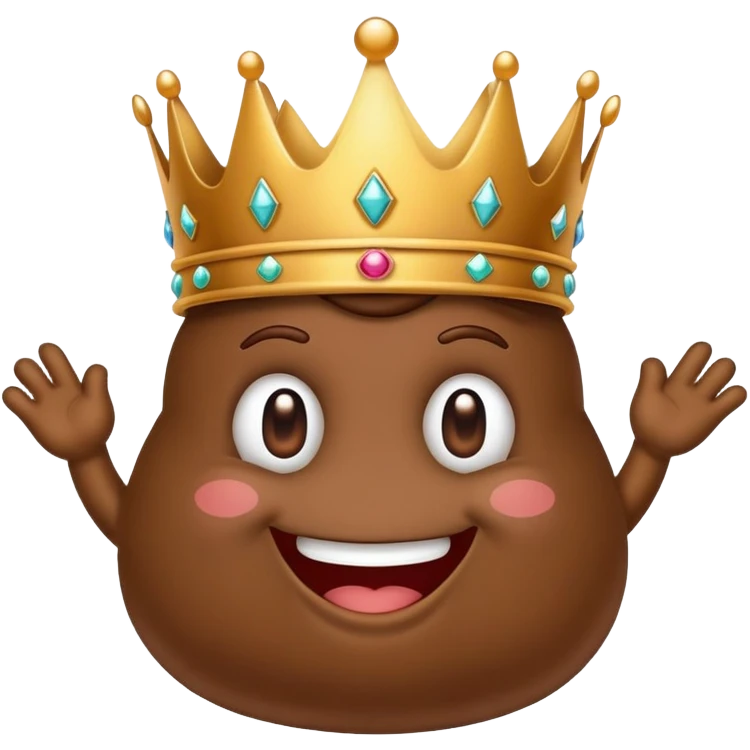poop king with crown, cartoon character emoji