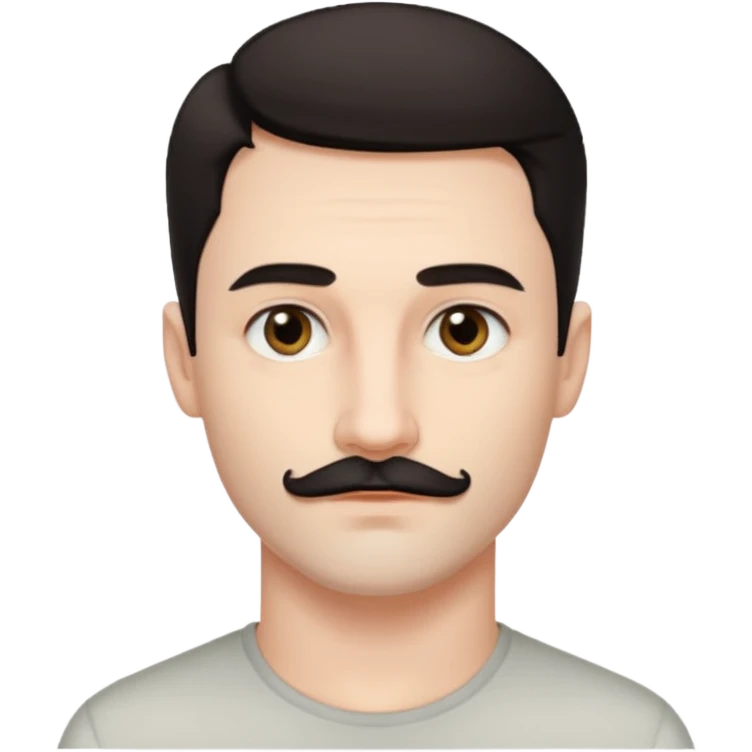 So pretty handsome bratz man, with black black black  eyes,  short dar, short mustache pale skin, defined jawlines emoji