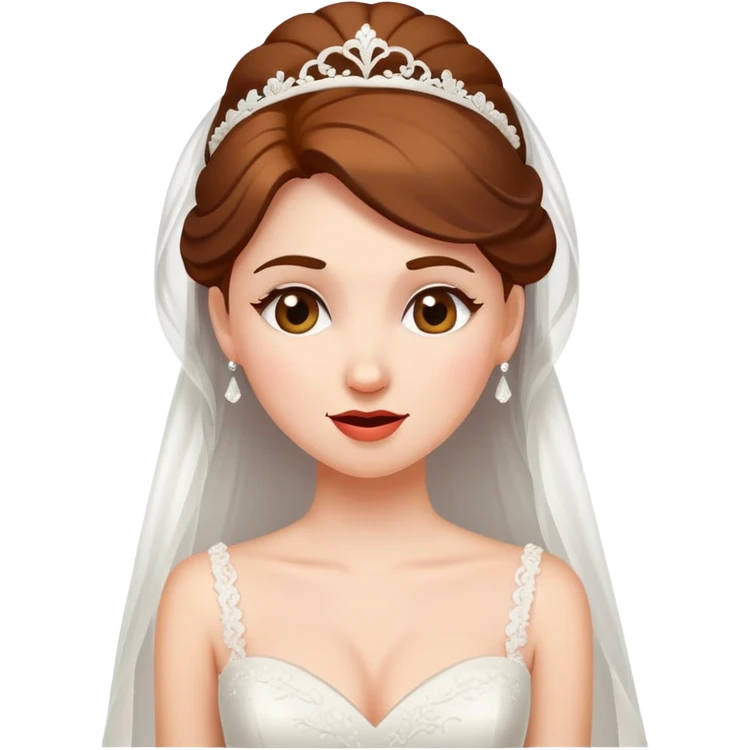bride in a wedding dress winking, with a faint heart and question mark, playful and ambiguous emoji