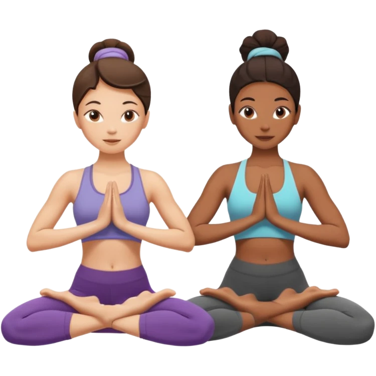 Two women doing yoga emoji