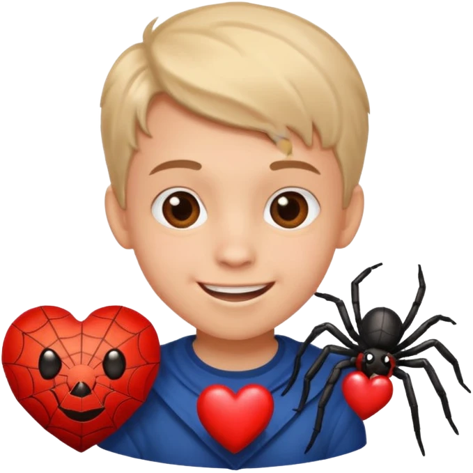 boy face spider in love give hart emoji