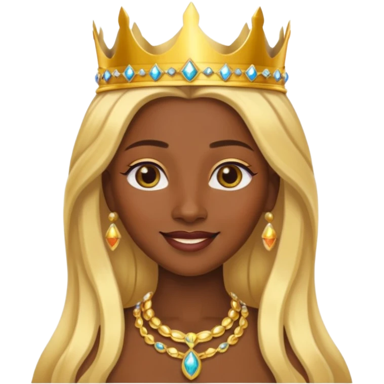 Queen of Sheba with dark skin, blonde long hair emoji