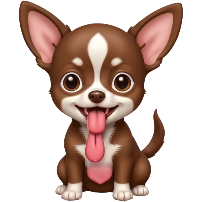 Generate an emoji of a chocolate-colored Chihuahua puppy with its tongue sticking out emoji