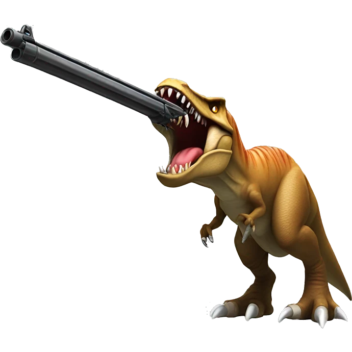 T-rex with a shotgun emoji