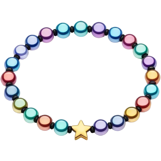 colourful round beaded bracelet with some star beads emoji