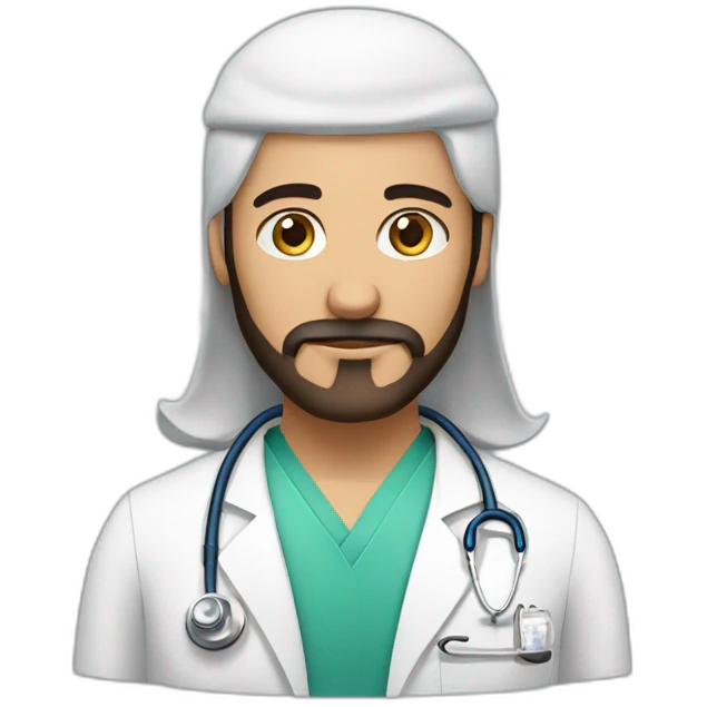 Arab medical doctor with trimmed beard almost not visible emoji