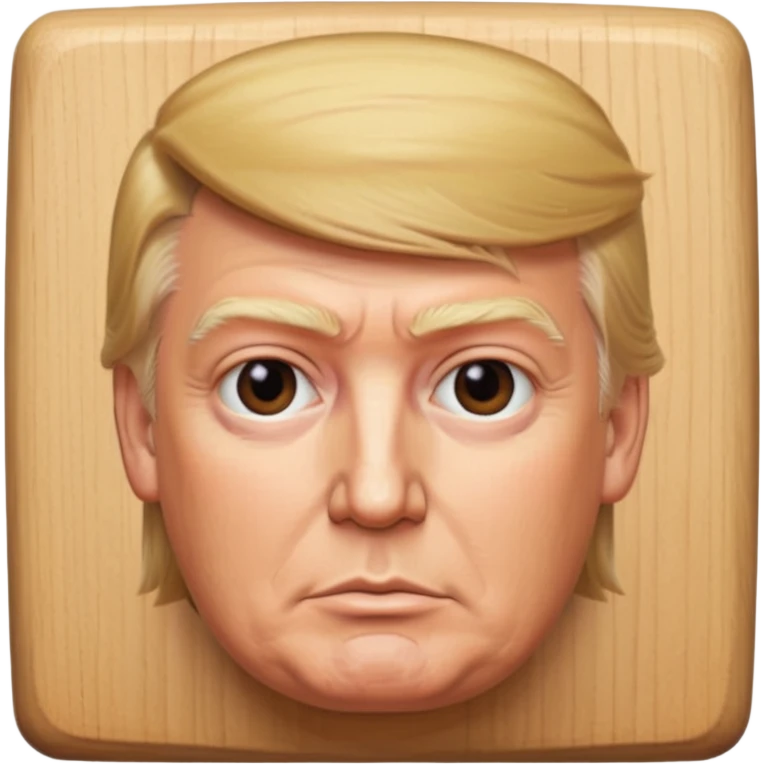 donald trump but his head is square, like a wooden block emoji