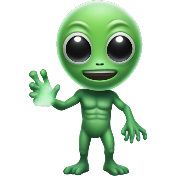 green alien with white powder in hand  emoji