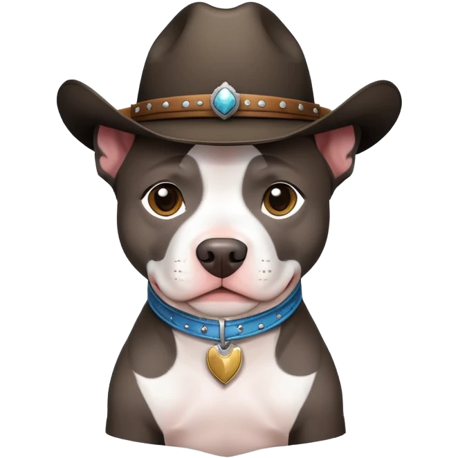 Black and white pit wearing cowboy hat emoji