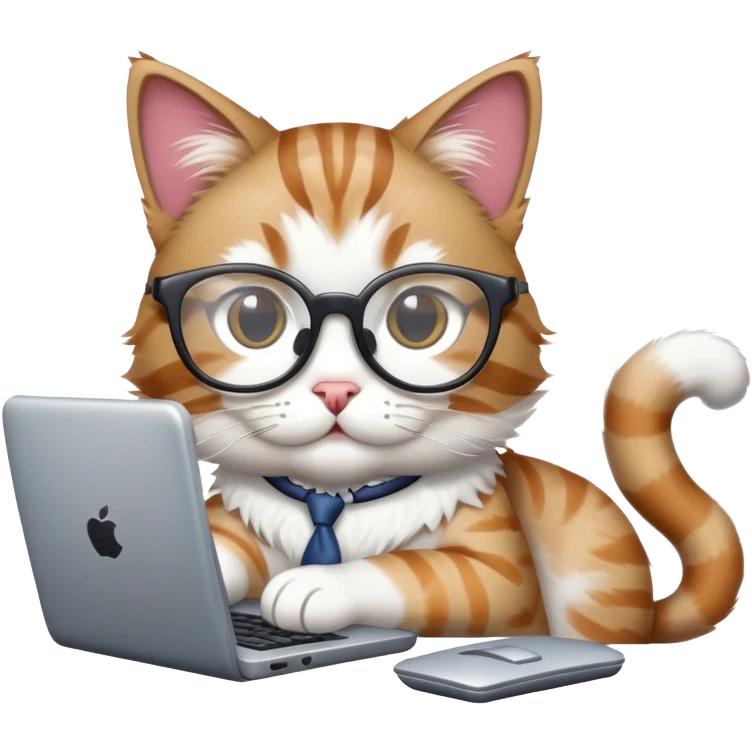 cat with glasses and a computer in its paws emoji
