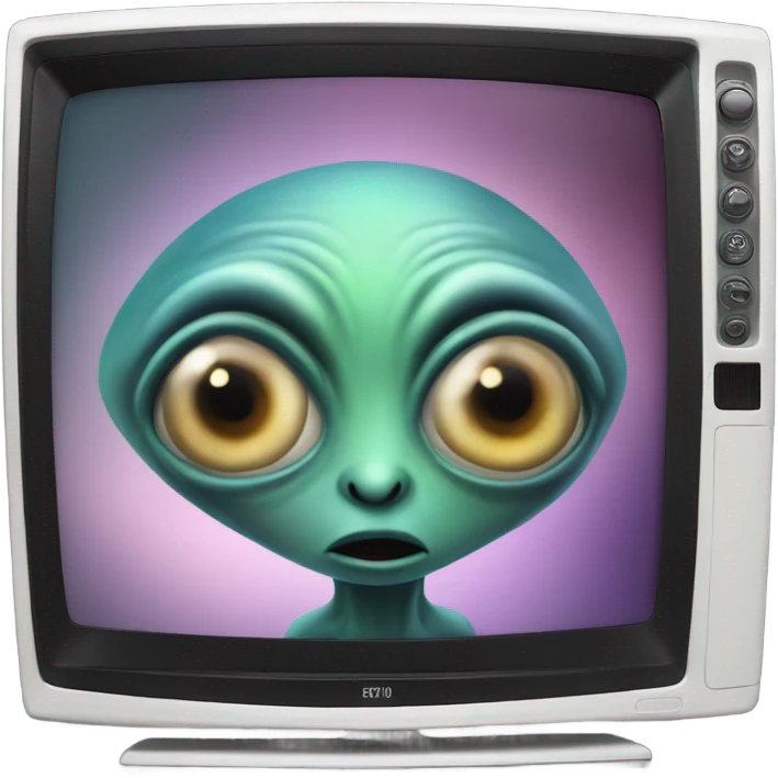 realistic alien on a TV screen emoji