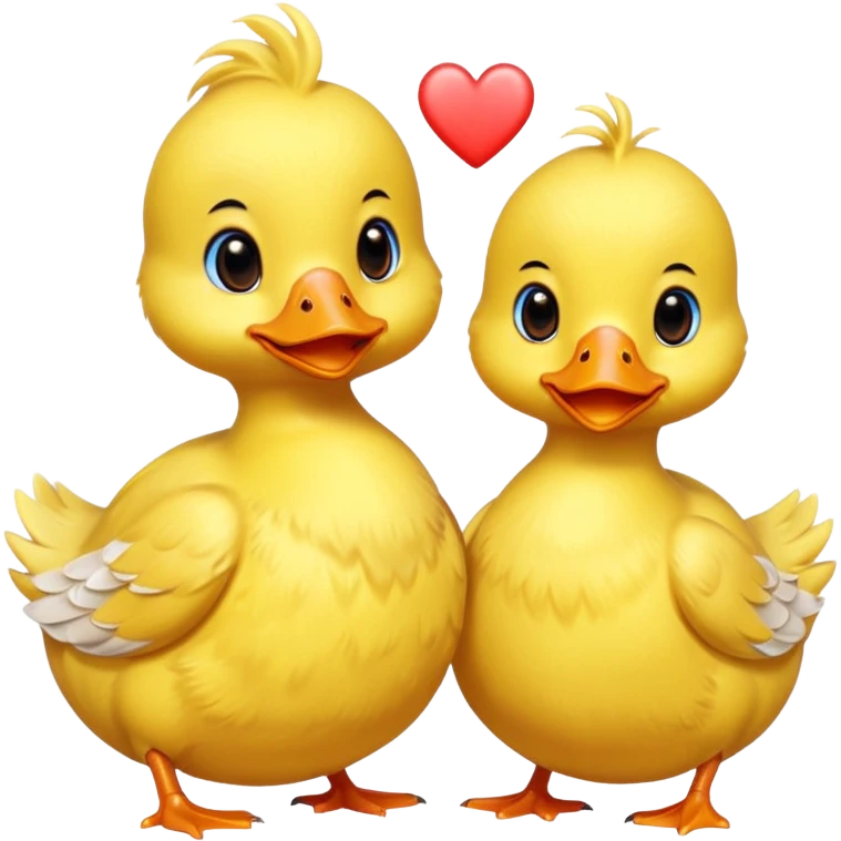 Two ducks or chicks with a heart in the middle  emoji