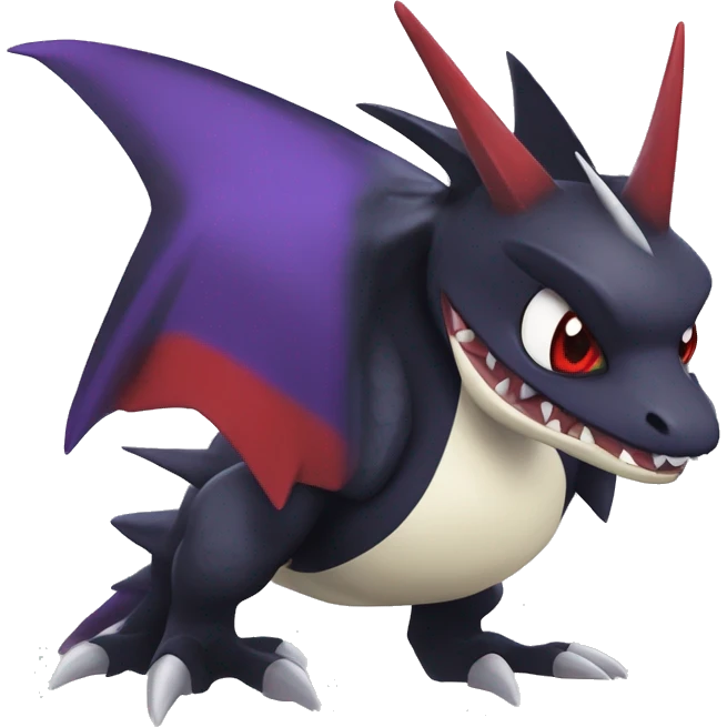 Black Cool Edgy Nargacuga-Garchomp-Noivern-Noibat Fakémon  with White and Red and purple and black Edgy markings emoji