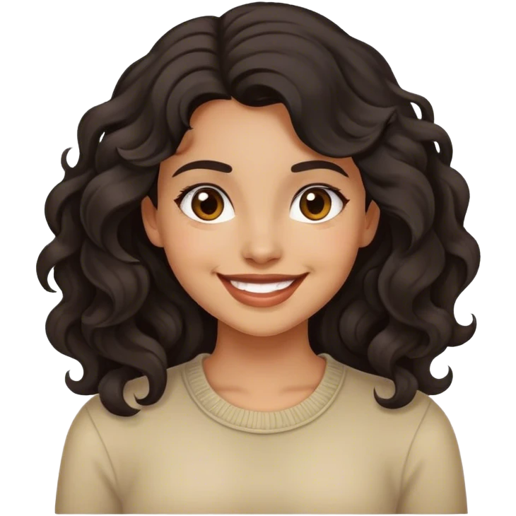 a dark-haired girl with a light tan. With wavy hair smiling emoji