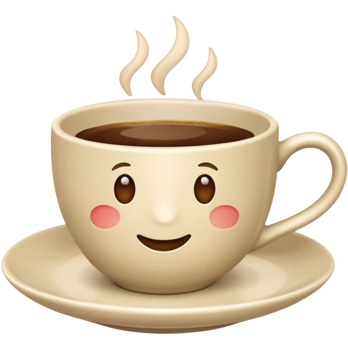 classic coffee cup and saucer emoji, light beige, Apple emoji style, no text emoji