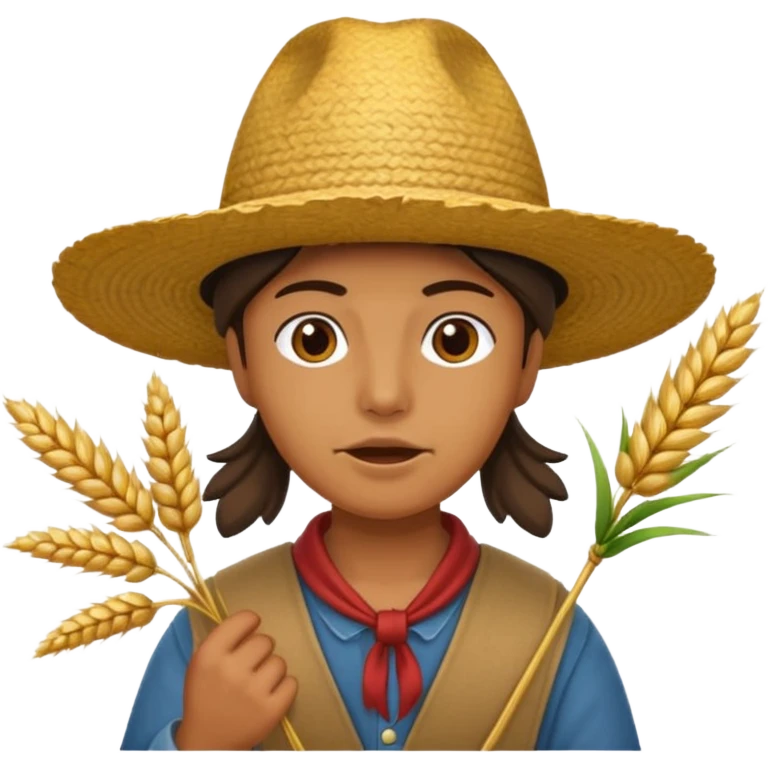 Campechano con una ramita de trigo en la boca emoji