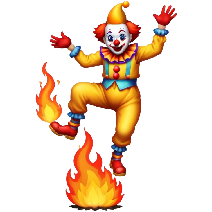 Clown jumping over fire emoji