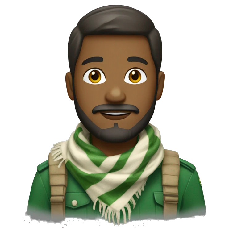 scout with beard and green and white scarf emoji