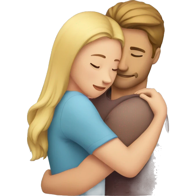 man's jaw on woman's shoulder hug emoji