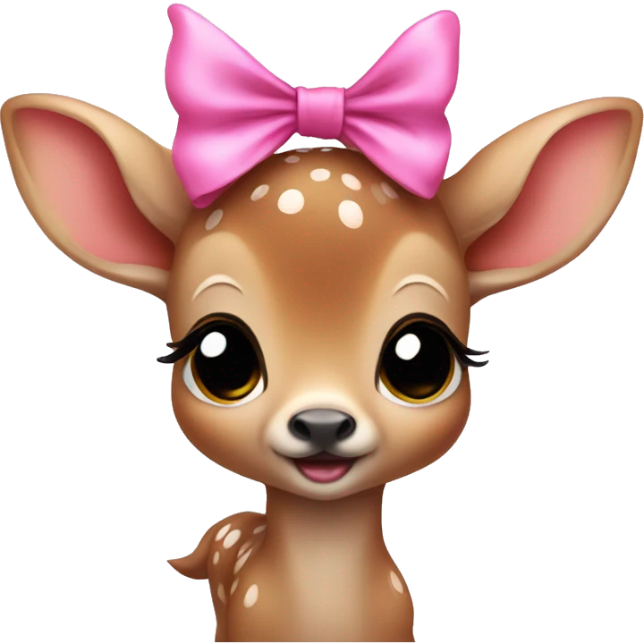 baby deer with fairy wings and a pink bow around its neck  emoji
