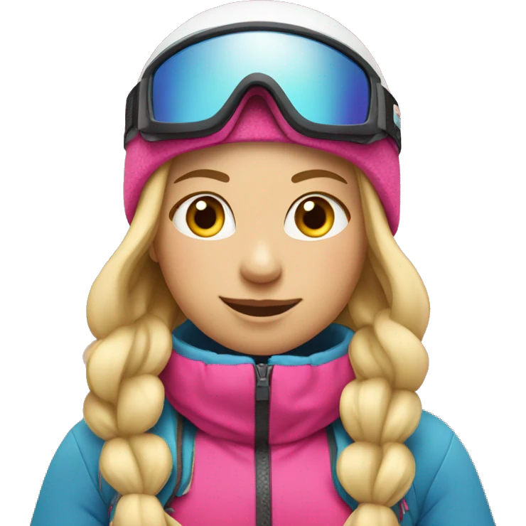 Skier girl with blonde hair and pink gear  emoji