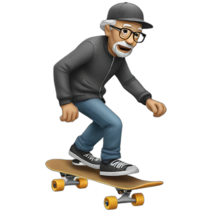 Oldman skateboarding emoji