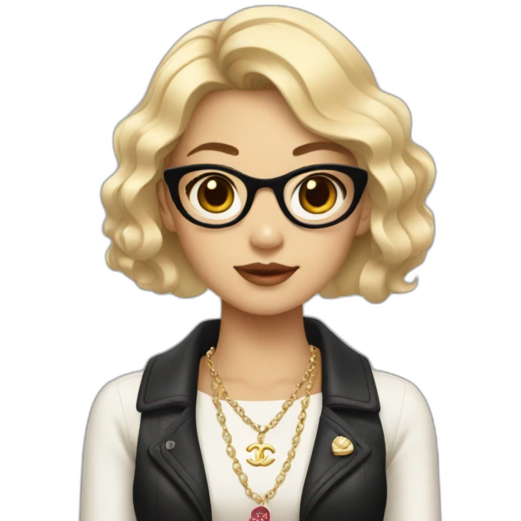 Blonde Asian girl with Chanel bag and necklace emoji