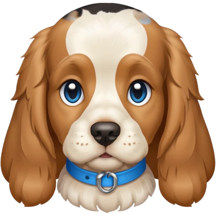 White/tan Cocker spaniel and blue eyes emoji